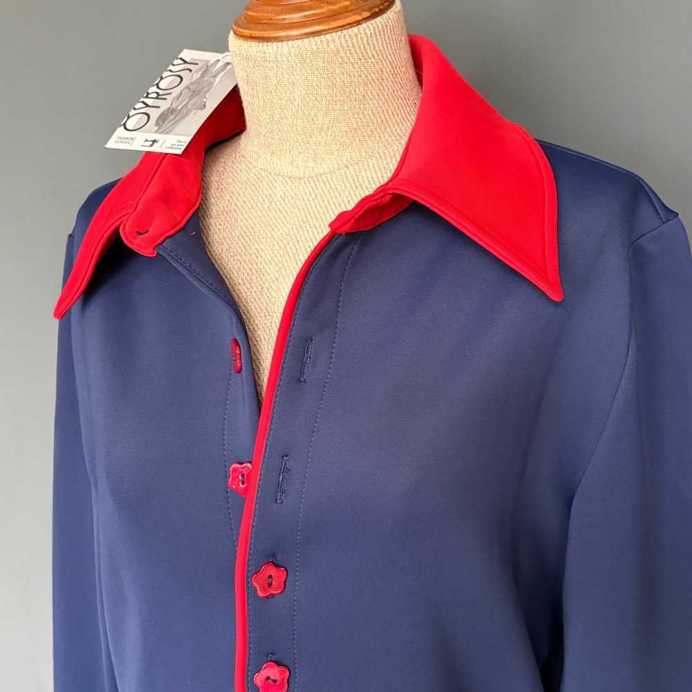 Oyrosy Retro 60s Style Maxi Dress |‎ XL | Navy Red Mod 1970s